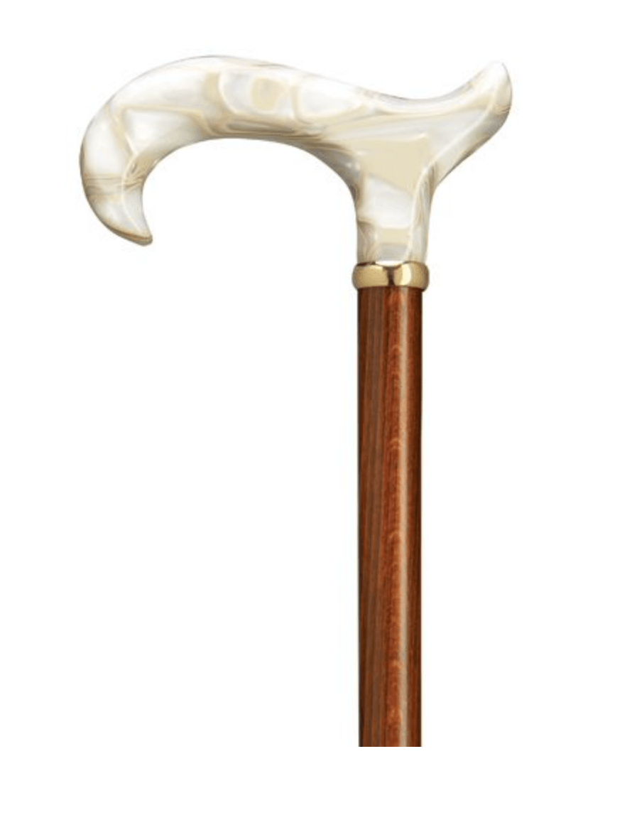 Pearl White Swirl Lucite Derby on Cherry shaft, Ladies 36