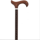 Derby Walking Cane W/ Genuine Snakewood Handle & Wenge Shaft W/ Silver Collar