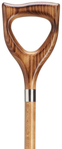 HAND CARVED WOOD SHOVEL SHAPED HANDLE WALKING CANE, 36