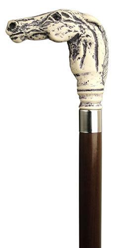 Scrimshaw Racehorse head on Walnut Brown shaft 31