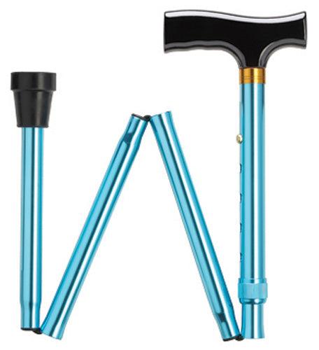 Solid Blue Travel Folding Adj Cane 33-37