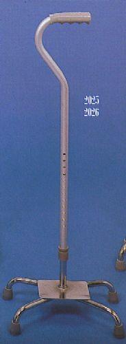 Offset Chrome Quad Walking Cane, large chrome base, 31-37