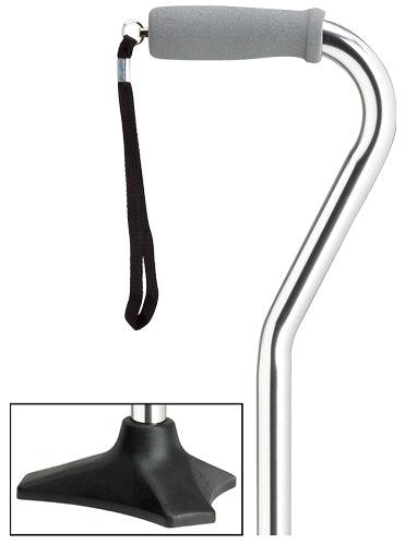 Able Tripod Base Offset Walking Cane, Silver 30-39", includes base - Canes Galore