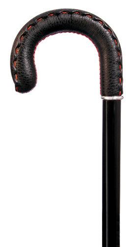 'BOND STREET' Black Calf Crook with Orange Stitches Cane 36