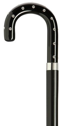 Rhinestone Lady Crook Cane, Black 36