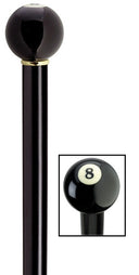 Genuine 8-Ball Walking Stick, black hardwood shaft 36
