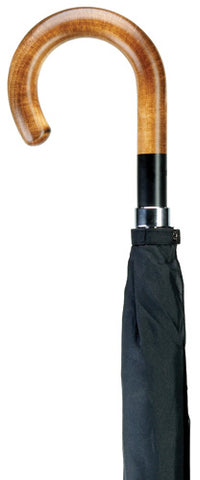 Men's Black Banded Maple Wood Crook Umbrella 36