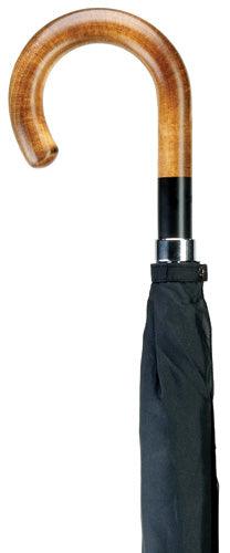 Men's Black Banded Maple Wood Crook Umbrella 36