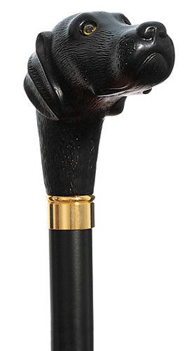 Scout, Black Lab Retriever Dog, molded handle walking stick 36