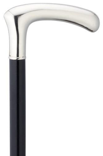 Formal Walking Cane - Alpacca "L" Shaped handle Walking Cane, Black Maple Hardwood Shaft Men's 36" - Canes Galore