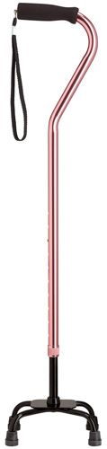 Rose Pink Quad Cane, small black base, 30-39