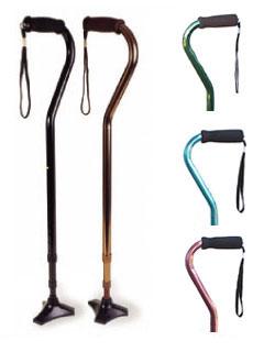 Able Tripod Base Offset Walking Cane, Silver 30-39", includes base - Canes Galore