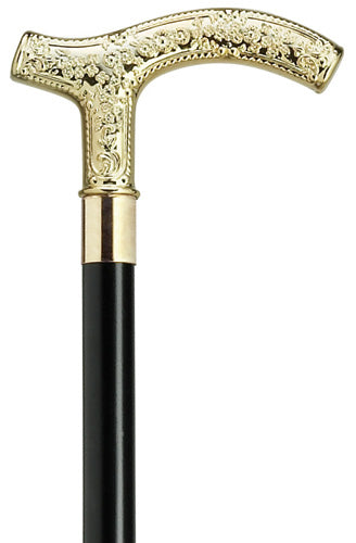 Unisex Formal Gold Finish Nylon Derby Black Shaft 36