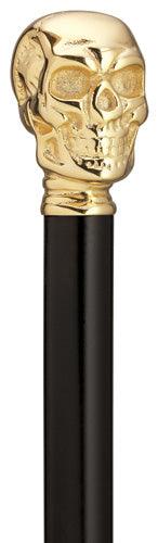 SKULL Gold-plated Brass Walking Cane 36" - Canes Galore