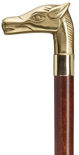 Brass Horse Head on Walnut Brown shaft 36