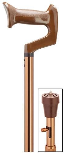 Orthopedic Walking Cane - Derby Handle with Ice Pick, Bronze adj 29-37
