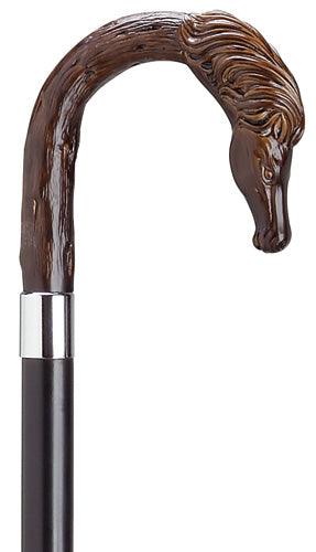 Brown Horse Crook on Black Hardwood Shaft 36