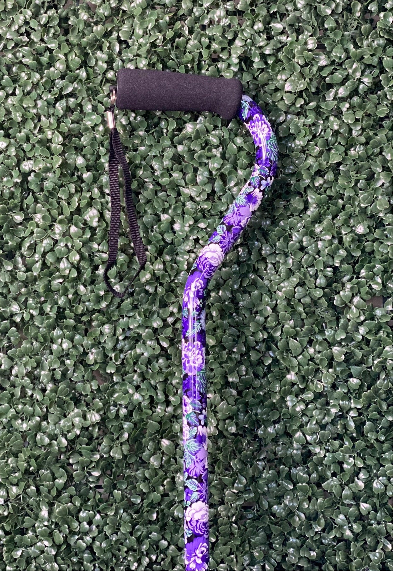 Mauve Purple Floral Offset Adjustable walking Cane 30-39