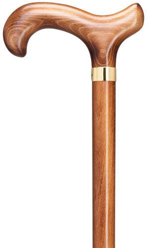 Measuring a classic wooden derby-handle walking cane for the correct length — Canes Galore sizing guide