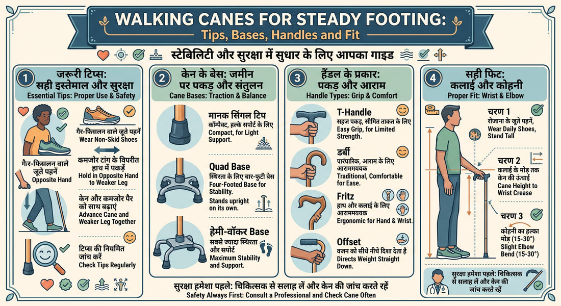 Walking Canes for Steady Footing: Tips, Bases, Handles and Fit