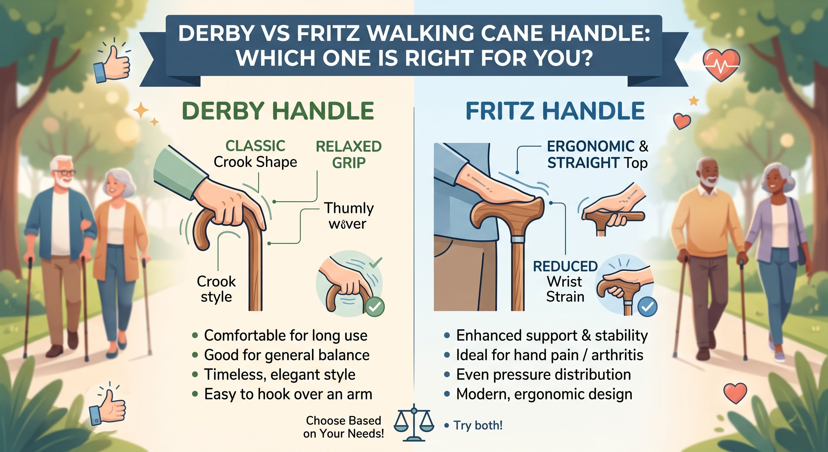 Derby vs Fritz Walking Cane Handle: Which One Is Right for You?