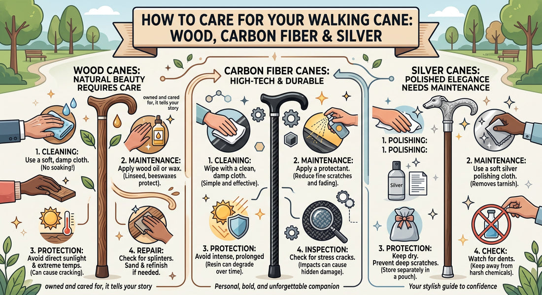 How to Care for Your Walking Cane: Wood, Carbon Fiber & Silver