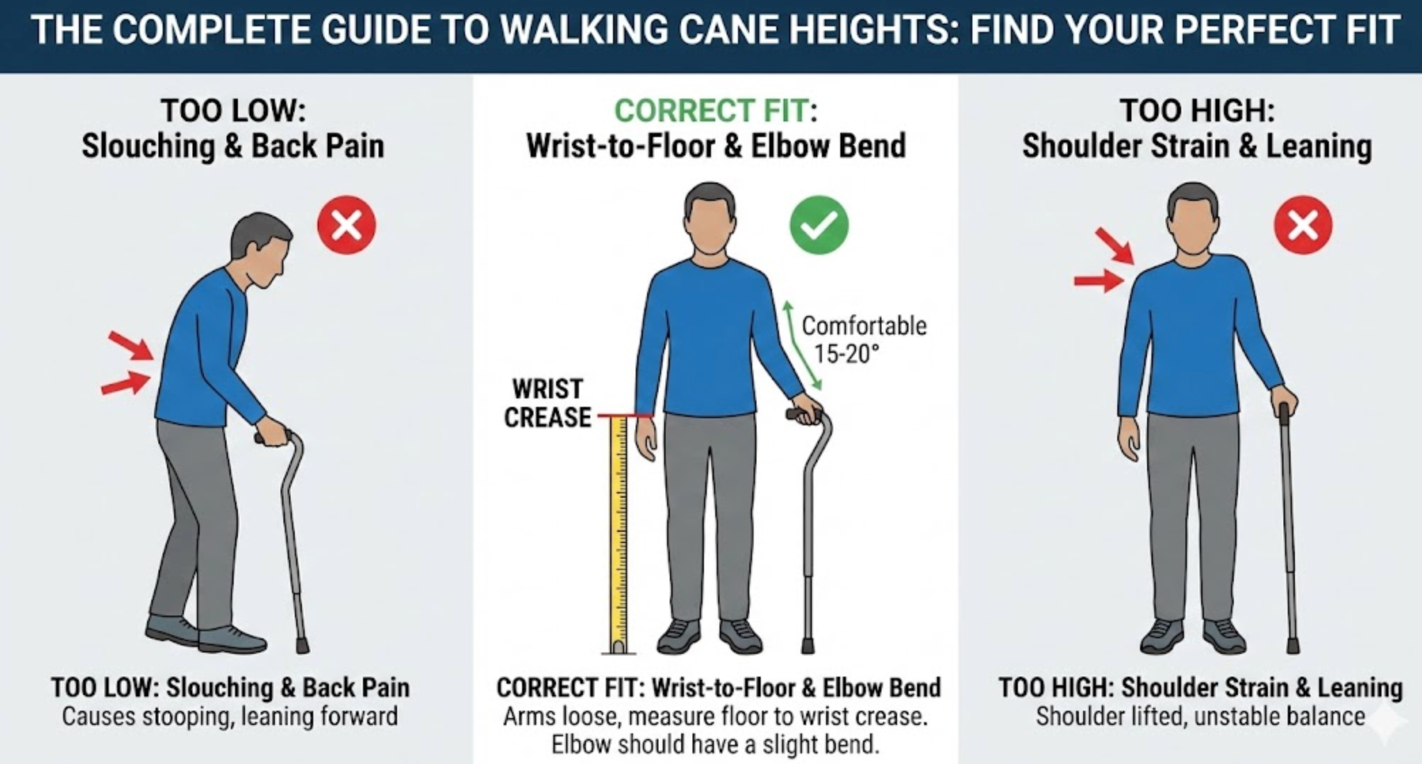 Walking Cane Heights: Find Your Perfect Fit | Canes Galore