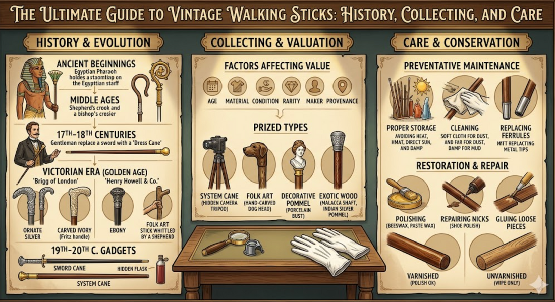 The Ultimate Guide to Vintage Walking Sticks: History, Collecting, and Care