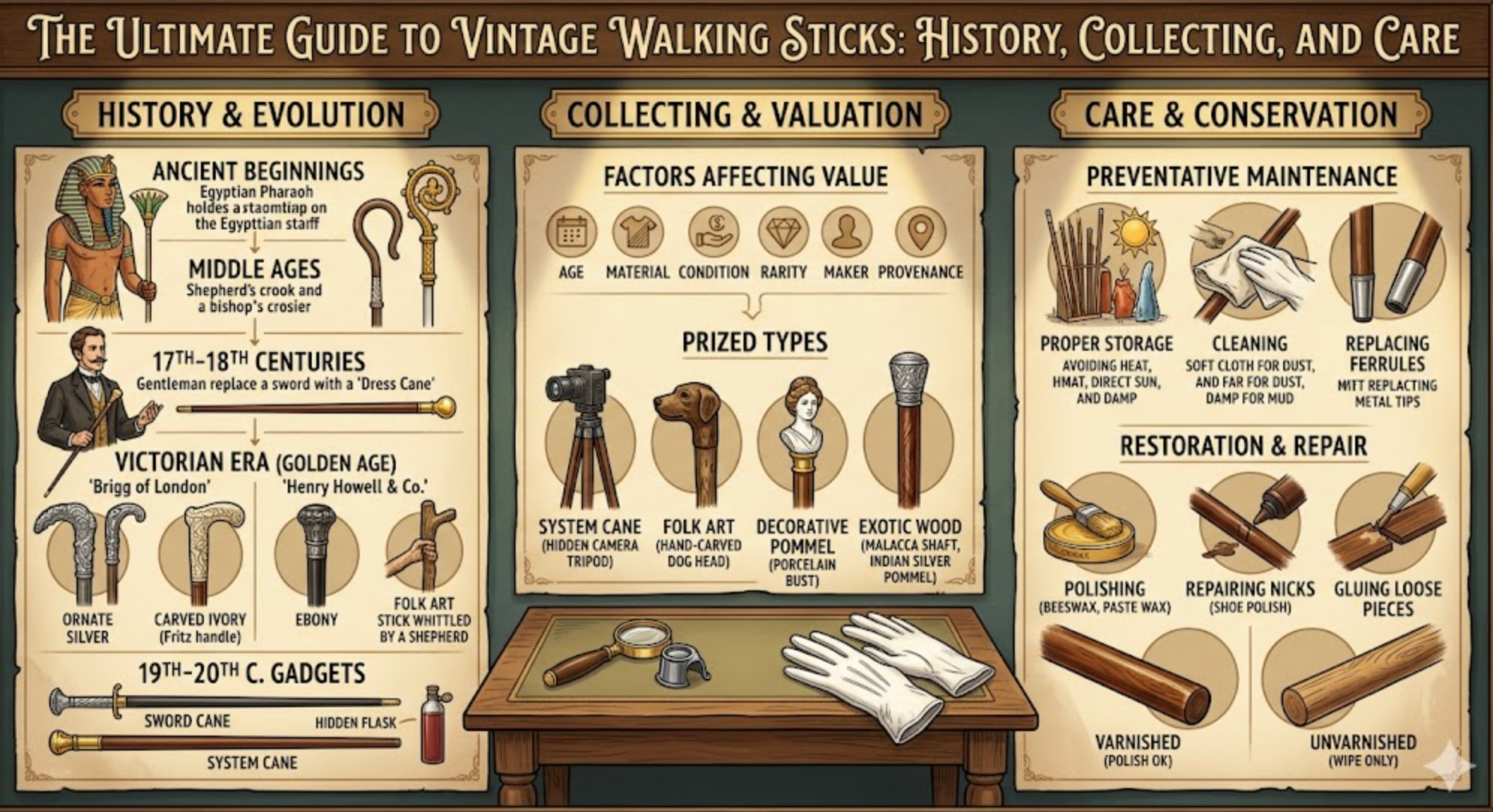 The Ultimate Guide to Vintage Walking Sticks: History, Collecting, and Care