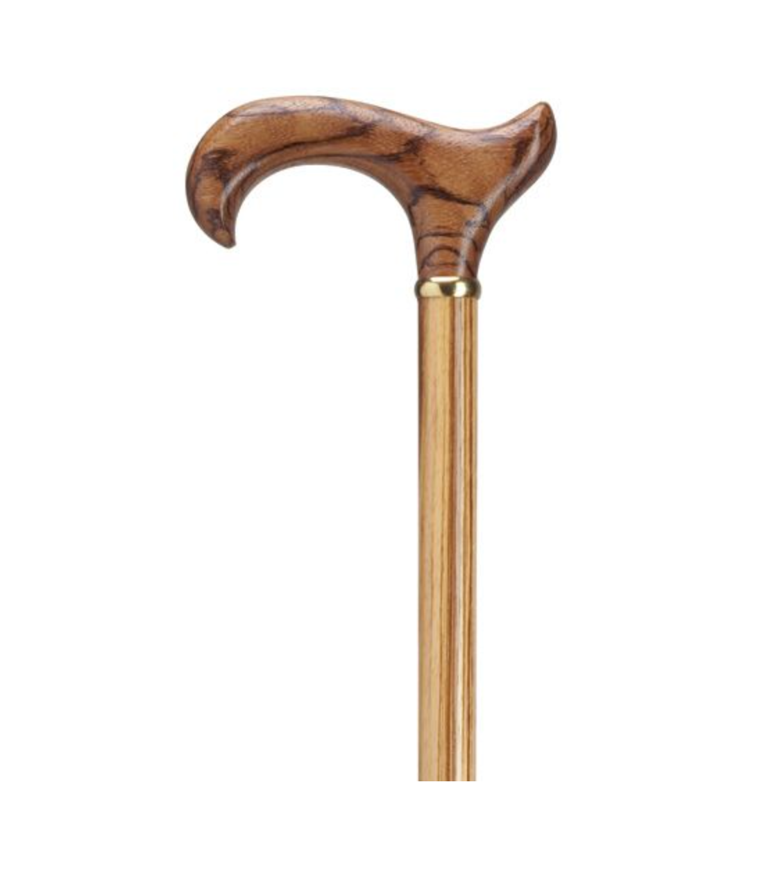 Genuine Zebrano wood, derby handle cane with brass ring
