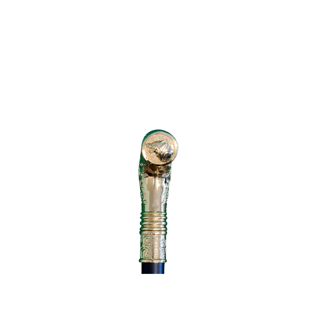 Three Piece Brass Plated Wolf Walking Cane | Unique Design - Canes Galore - Canes Galore
