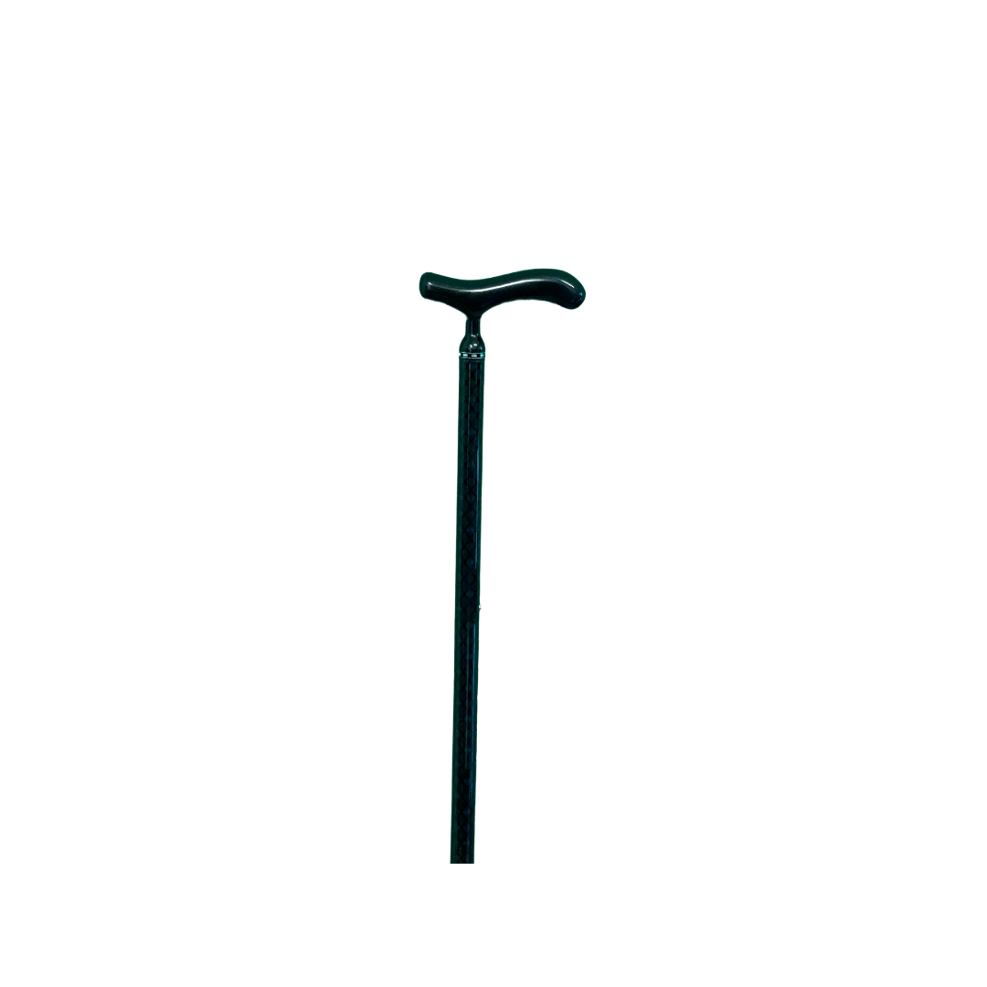 Sleek Black Handle Walking Cane with Checkered Inlay | Adjustable - Canes Galore - Canes Galore