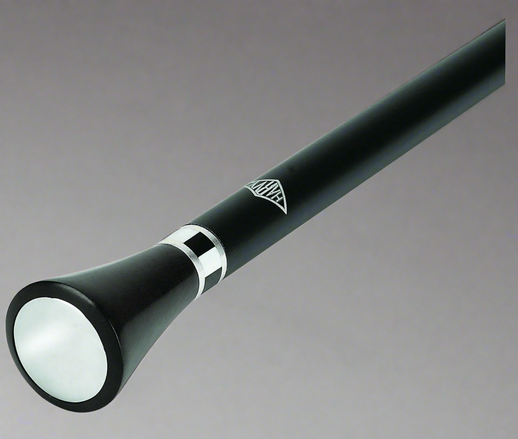 Art Deco Walking Cane with Ebony Wood and Mother of Pearl Accents - Canes Galore