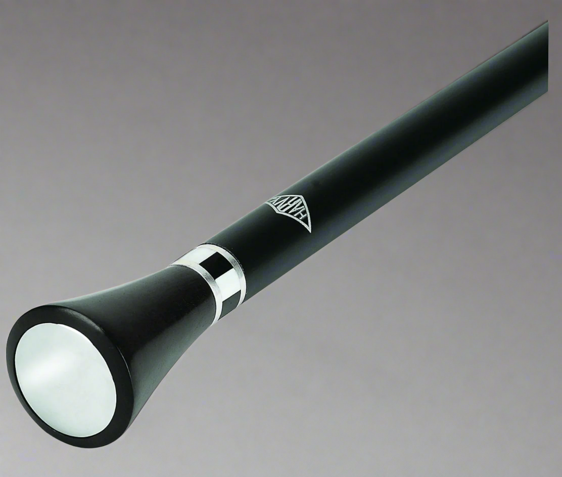Art Deco Walking Cane with Ebony Wood and Mother of Pearl Accents - Canes Galore