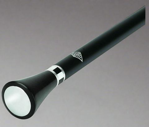 Art Deco Walking Cane with Ebony Wood and Mother of Pearl Accents