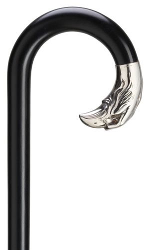 Eagle Replica Alpacca Crook Walking Stick on Black Shaft, Men's 36"