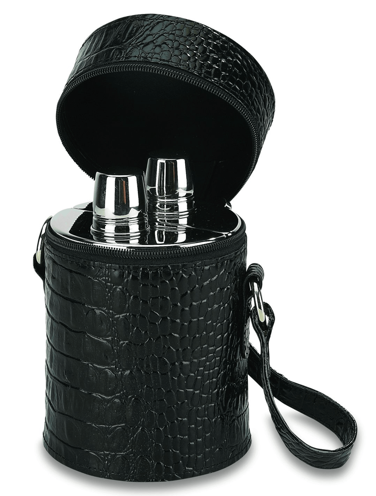 Concord Double Flask Set: 20 oz Stainless Steel with Leather Case - Canes Galore