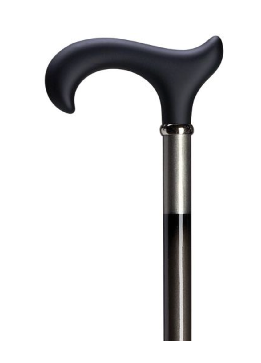 Soft Touch Wide Handle Derby Cane - Black & Gray Wood, 36