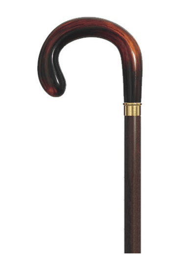 Sunset Men's Molded Crook Handle Walking Cane | Brown Beechwood Shaft 36