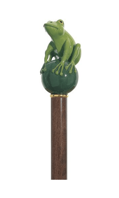 Hand Painted Green Frog Prince Cane | Brown Shaft 36