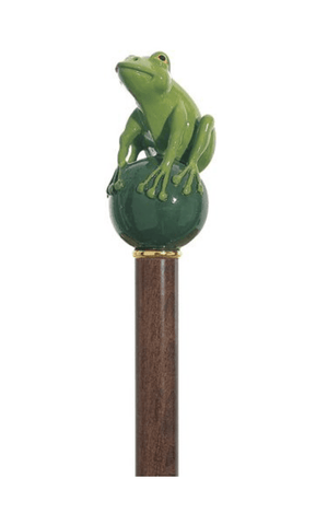 Hand Painted Green Frog Prince Cane | Brown Shaft 36