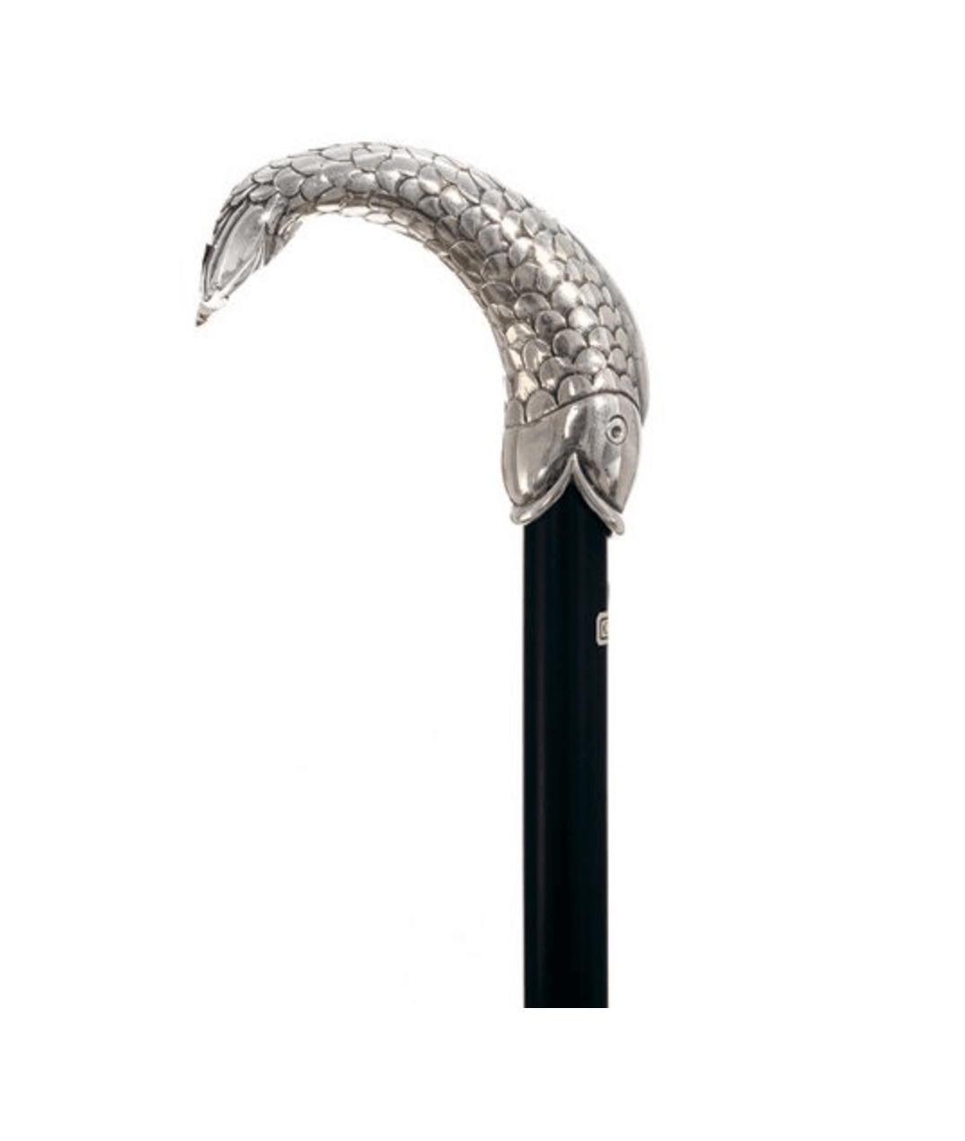 Pisces Fish Silver Plated Handle Walking Cane | Black Shaft 36" - Canes Galore - Canes Galore