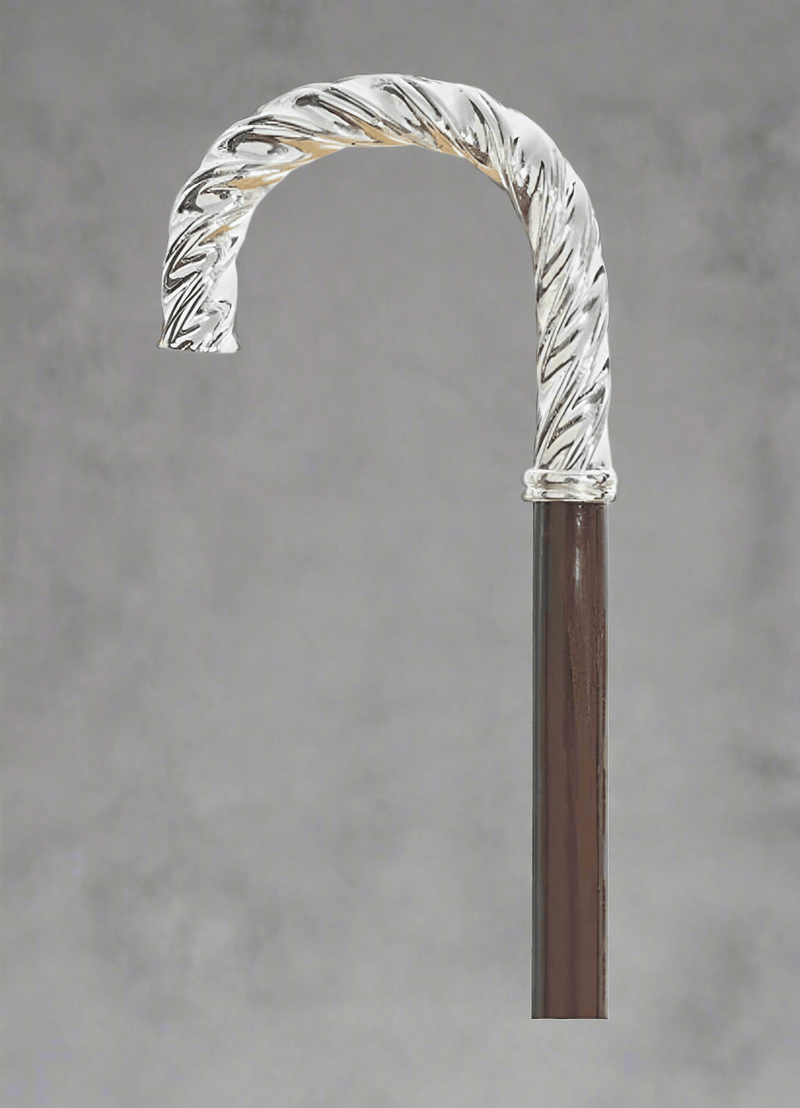 The Twizzler Walking Cane | 925 Silver Plate Crook Handle with Twisting Design - Canes Galore - Canes Galore