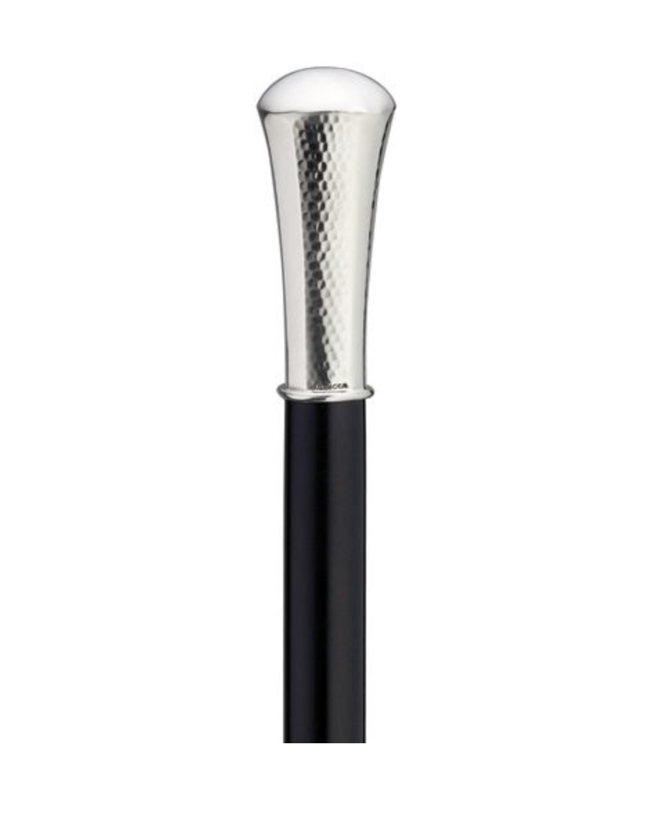 Formal Alpacca Silver Hammered Octagon Cap Stick - Black Maple, 36" | Canes Galore - Canes Galore