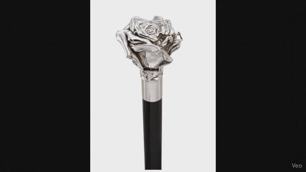 Italian Elegance: Concord Sterling Silver Rose Handle Walking Cane | Canes Galore
