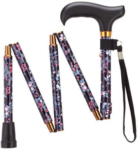 Blackberry Mini Folding Cane with Travel Pouch, 33-36" - Canes Galore