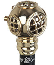 Brass Navy Diver's Helmet Walking Stick, 37-38.5" - Canes Galore