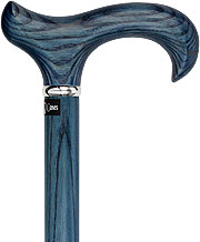 Blue Denim Ash Wood Derby Walking Cane, 37.5" - Canes Galore