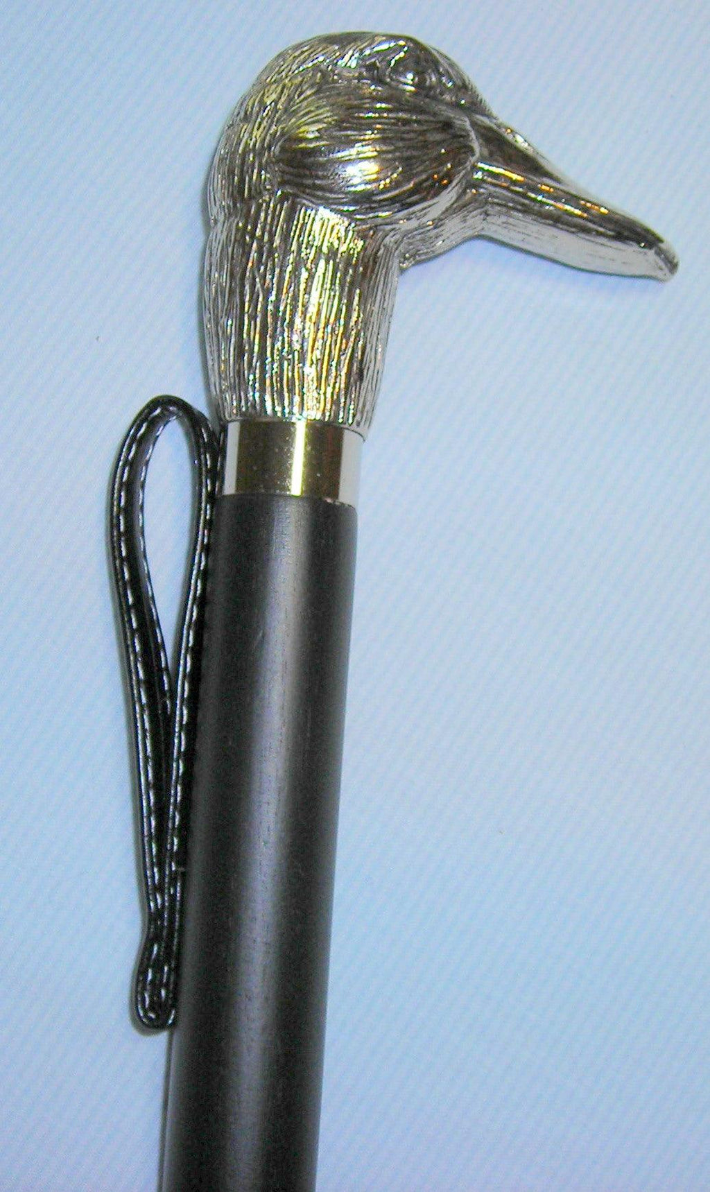 Silver Nickle Duck Head, Black Wood, Tortoiseshell Shoe Horn 22" - Canes Galore