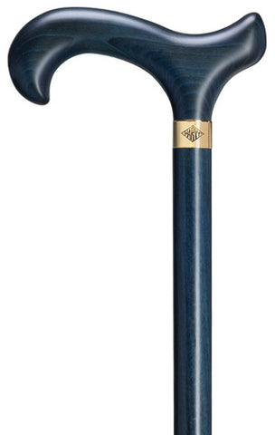 Blue Maple Derby Walking Cane with brass signature ring, 36